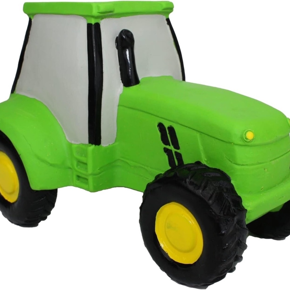 Multipet Latex Green Farm Tractor 6" Dog Toy Fun Soft Squeaky Classic Limited